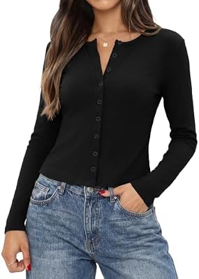 GRECERELLE Women's Cropped Ribbed Knit Y2k Cardigan 2026 Fall Outfits,Black