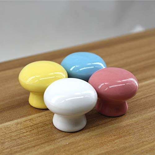 Zerniple Pink Round Ceramic Handle Pull Door knobs Cabinet Handles for Children's Room (8 Pieces) - Image 2