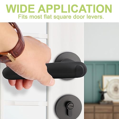 UFURMATE Türgriffabdeckungen, 2 Stück, schwarze Silikon-Türgriff-Handschuhabdeckungen, Türknauf-Abdeckungen, rutschfeste Türhebel-Protektoren