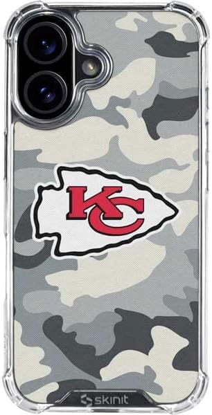 Skinit Clear Phone Case Compatible with iPhone 16 - Officially Licensed NFL Kansas City Chiefs Camo Design