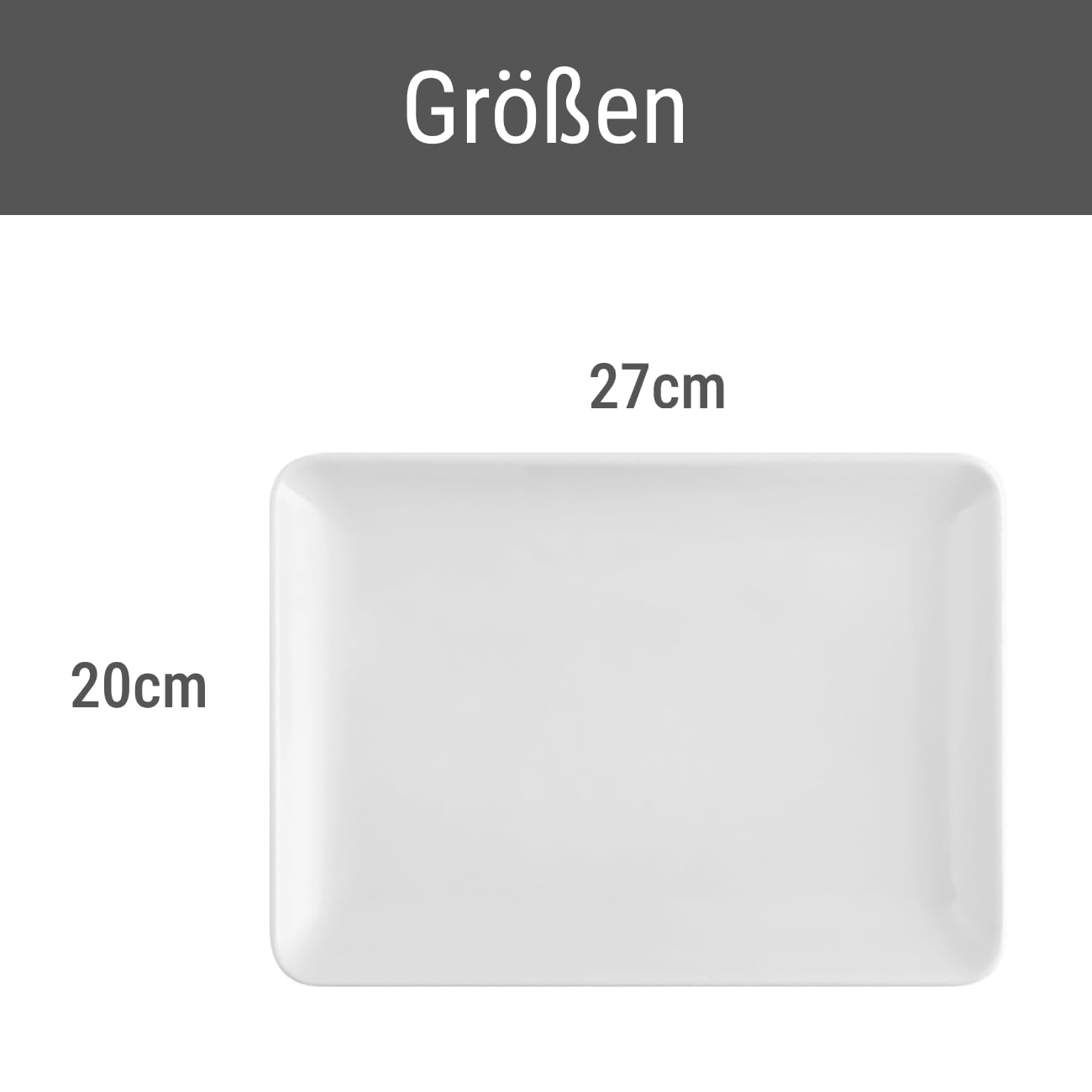 H&H Set mit 6 rechteckigen Tellern Pearl weiß 20 x 27 cm