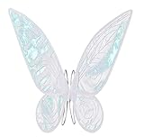 VOCAOGM Damen Mädchen Feenflügel Glitzernde Engelsflügel, Schmetterling, Fee, Prinzessinnenflügel, Halloween-Kostüm (Weiß, One Size)