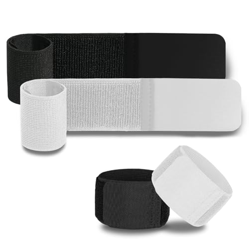 MOTSPO 4PCS Soccer Shin Guard Straps for Kids Youth Adult, Shin Pad Holders, Shinguard Stays, Lightweight & Adjustable, Black & White