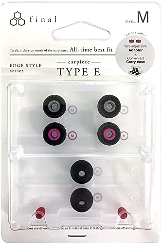 Final Audio Black+Black/Red Silicone Type E Eartips kit with Case and Nozzle Adaptor Compatible with 1More, AKG, Audio-Technica, Beats by Dre, Campfire Audio, Empire Ears, Shure, Sony, Westone (Med)