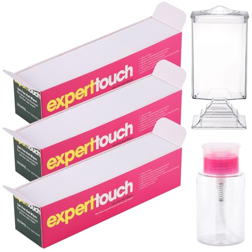 3 Pack Lint Free Nail Wipes Polish Remover Acrylic Gel Nail with 1 Pump Bottle Dispenser and 1...
