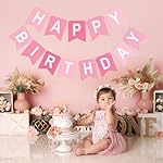 Pink Happy Birthday Banner Birthday Party Banner NO DIY Happy Birthday Sign Pre-Strung Birthday Hanging Decoration for Women Men Girl Boy Party Supplies (Pink) - Image 5