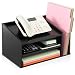 FITUEYES Wood Office Suppies Desk Organizer 4 Compartments with Letter Tray Black Document Holder