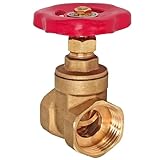 Muffenschieber aus Messing 1/2" Rohr Zoll Innengewinde IG x IG DN15 mit Handrad Drehgriff rot Druck PN10 Bar Wasser Heizung Muffen Absperrschieber Ventil