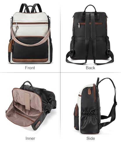 BOSTANTEN Leather Laptop Backpack for Women Designer Travel Backpack with Laptop Compartment Ladies Computer Shoulder Bags - Image 6