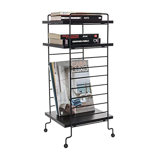 Organizador de Livros Aco/Madeira, Metaltru, Preto com Preto