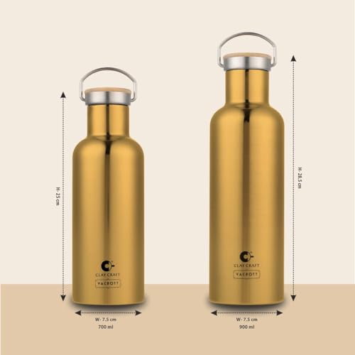 Image of CLAY CRAFT VACBOTT Melissa Double Walled|18 Hours Hot and 24 Hours Cold Water Bottle Vacuum Insulated Flask Bottle|1 Pcs, 860ml Bottle for Gym|Travelling|BPA-Free|BIS Certified|1Year Limited Warranty