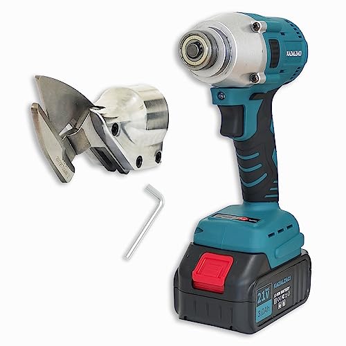 Image of Cordless Metal Sheet Shears Electric Scissors with 360 Swivel Head, Battery-Powered Sheet Metal Cutter for Iron, Aluminum, Steel, Carpet, Leather & Cardboard Curve /Straight Cutting