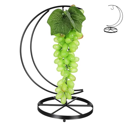 TOYANDONA Compact Metal Banana Hanger Stand with Ornament Hook for Kitchen Storage Space-saving Fruit Display Rack for Countertops Clean Iron Fruit Stand with Unique Aesthetic and