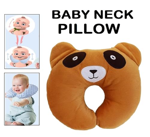Image of Cotton New Born Baby Soft Neck Supporting Pillow for Head Shaping Baby (0-12 Month), Infant Pillow Printed, Baby Sleeping, Gift for Babies Panda Design