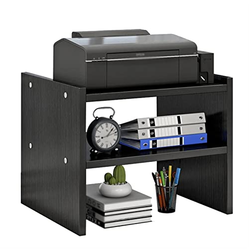 HAWDK Petite Bibliothèque Small Booktop Bookshelf Office Story Rack Imprimante Stand Double Couche Multifonctionnel Office Bureau Storage Rack Cover