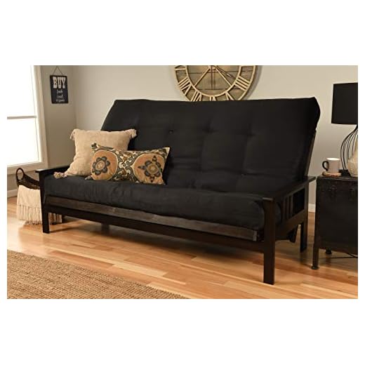 Kodiak Furniture Monterey Queen Futon Set in Espresso Finish, Suede Black