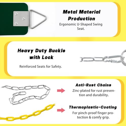 Image of Swing Set for Kids with 66 inch Chain-Play Swing for Adults with Stainless Steel Mental Taiangle Ring-Suitable for Family Backyard-Play Swing Set (AB010002-7)