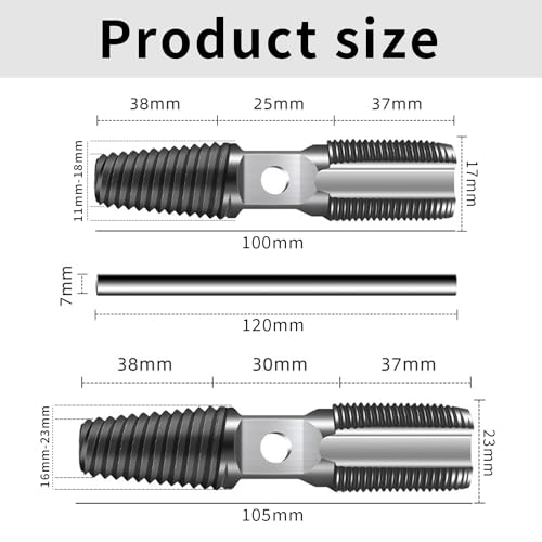 2-in-1-Schraubenausdreher Set, 1/2 Zoll Und 3/4 Zoll, Doppelkopf Gewindeschneider Auszieher für Ausbau Rohrbruch Schrauben, Rohrgewindebohrer AußEngewinde für Die Reparatur Von RohrgewindeanschlüSsen