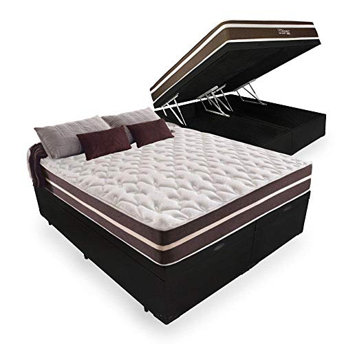 Cama Box Com Baú Queen + Colchão De Molas - Anjos - Classic Super...