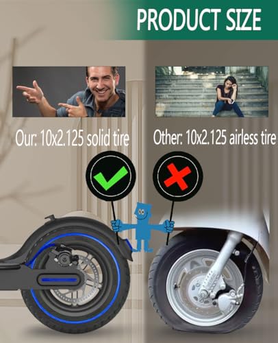 GLDYTIMES Pneu sólido de 25 cm, rodas de scooter elétrica de 25 x 2/54-152, 25 x 5,125, pneu de subs