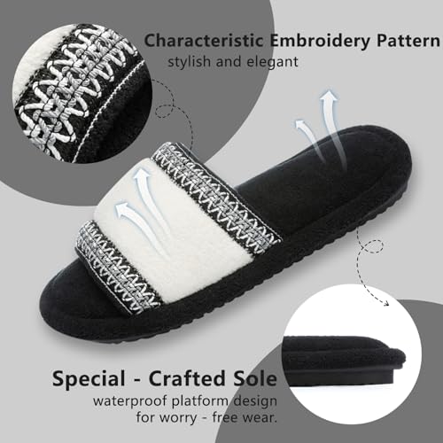 Cute Bow Slippers for Women with Memory Foam Open Toe Fuzzy House Slippers Indoor Outdoor Anti-Skid Soft Birthday Gifts for Women Mom3