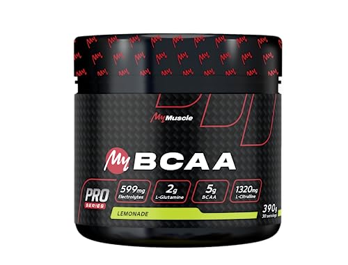 MyMUSCLE - My BCAA - Acides Aminés BCAA en Poudre Label Kyowa Quality® + L-Glutamine + L-Citrulline + Electrolytes - Lemonade 390g - 30 Portions