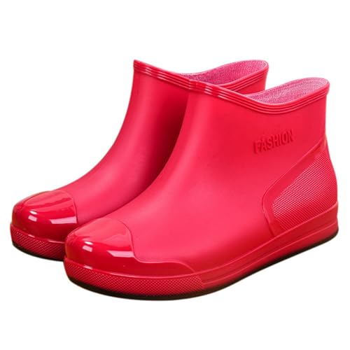 Botas de Lluvia de Verano para Viajes Exteriores Diseño Versátil Aventuras Primaverales y Estivales Comodidad con Pantalones Cortos (Red, 37) #13