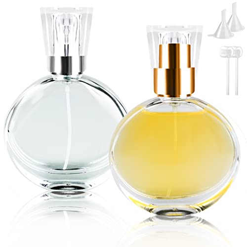 Bohoray 2 Piezas 30ml Bote Spray Pulverizador Pequeño,Vidrio Botella Spray,Pulverizador Colonia,Botellas de Perfume Recargables con Bomba de Atomizador y Embudo para Mujeres o Niñas (redondeado)