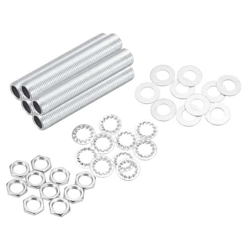 Image of MECCANIXITY 35Pcs 1.8 inch Lamp Pipe Kit with Nuts Washers 1 /8IP Thread Fasteners Assortment for Chandelier Ceiling Light Repair Assembly DIY Hardware