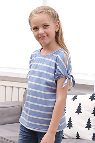 Image of GORLYA Girls Slit Sleeve Tie Knot Cuff Knit Tunic Top 4-14Y