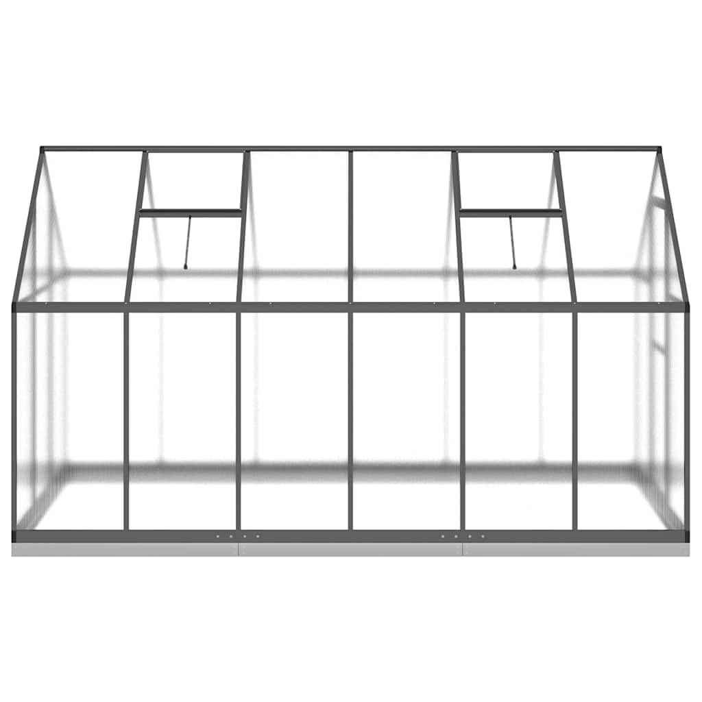treibhaus Aluminium gewächshaus Plant House with Gutter System, Double Door mit Fundamentrahmen Anthrazit 334x169x202 cm Alu