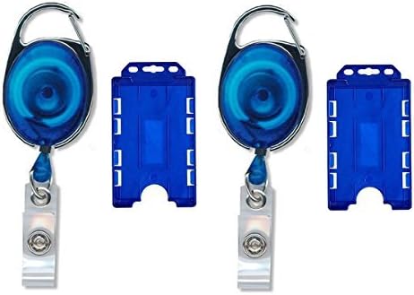 I.D. Card Retractable Holder Badge Yo Yo Clip With Card Holder (Reel Blue) 2pack