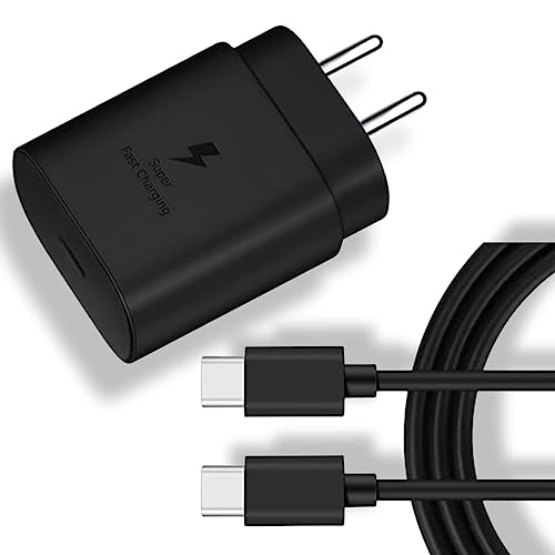 Image of Original 25W Type C Charger for Samsung Super Fast Adapter with C to C Cable Compatible with Samsung M35 5G|M15|F15|A15|M34|F34|A34|A14|M14|F14|A25|S /A /M /F /Z /Tab /S24Ultra /S23 /S22 /21 Fe /Black