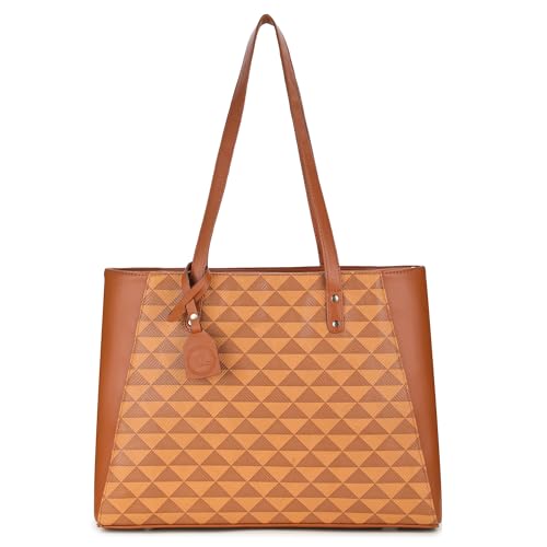 Image of K London Stylish Women's Office Bag - Vegan Leather Laptop Tote Professional & Casual Work Use | Spacious, Durable & Elegant Shoulder bag | Handbag | 15.6 inch Laptop(2308 P)