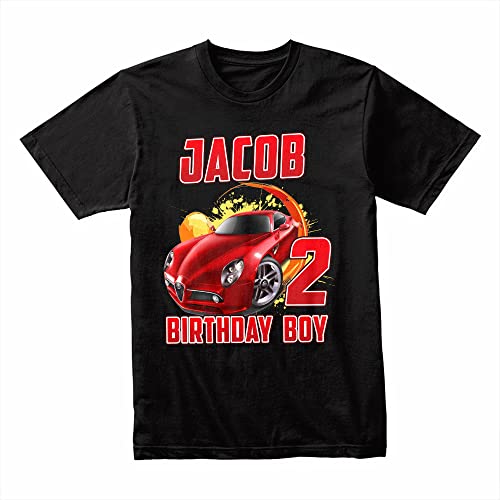 Personalized Race Car Birthday Racing Car T-Shirt, Cool Racing Cars birthday shirt with any name and age