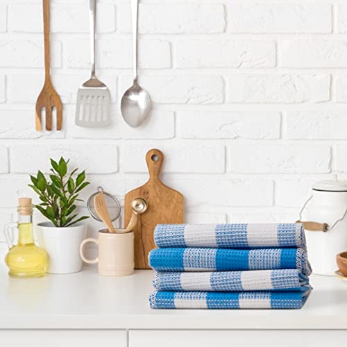 Purpleessences Waffle Weave Kitchen Dish Cloths 100% Cotton, Ultra Soft Absorbent Quick Drying Dish Towels, 12X12 Inches, 8-Pack - (12" X 12", Light Blue) #TOP3