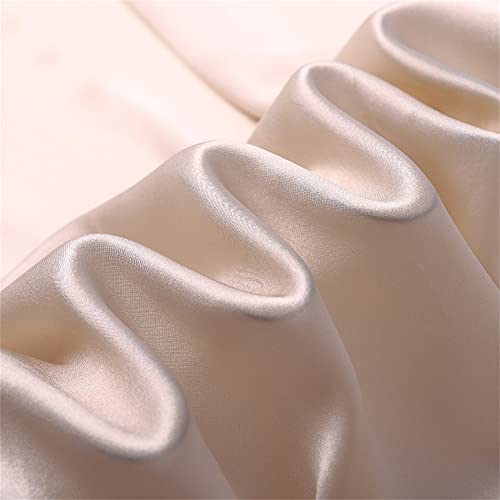 YJKIS 44" 100% Pure Silk Fabric Charmeuse Fabric by the Yard for Sewing Clothes DIY Crafts, Champagne, 2 Yards