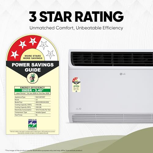 Image of LG 1.5 Ton 3 Star, New Star Rated, DUAL Inverter Window AC (Copper, Convertible 4-in-1 cooling, 4 Way Air Direction, HD Filter, Quick and Uniform Cooling, Smart Diagnosis, AW-Q18WUXA, White)