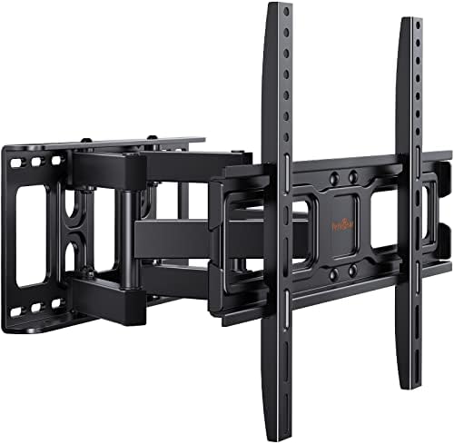 Perlegear TV Wall Mount Bracket Full Motion for 26-65 Inch LED, LCD, OLED Flat Curved TVs, TV Mount with Dual Swivel Articulating Arms Extension Tilt Rotation, Max VESA 400x400mm Fits 12/16" Wood Stud