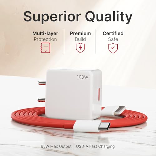Image of AILKIN 100W Charger Adapter for Fast Charging | 100W Warp /Dash /Adapter Compatible for Oneplus 13 /13R /12 /12R /11 /11R /10 /10 Pro /9 /8 / 8T /7 /Nord /CE 3 & Other Devices by ail-kin