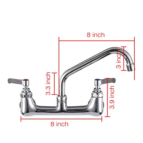 Cwm Wall Mount Kitchen Faucet 8" Center Commercial Faucets With 8 Inch Swivel Spout #TOP6