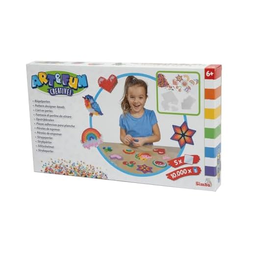 Simba Toys 106374146 - Art & Fun 10.000 Strykbara Pärlor - 5 Pärlplattor, Mönster, Strykpapper, 10 000 Pärlor, Från 6 år