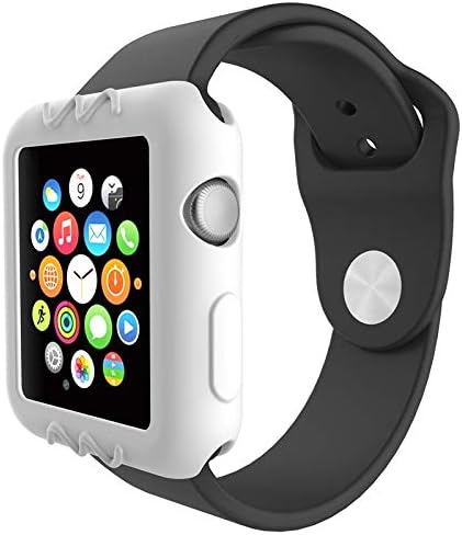 Case Compatible with Apple Watch 38mm White Series 3 Series 2 & 1 - Resilient Shock Resist Ultra Slim Protective Bump Cover for iWatch All Series Silicone Sports Case by iV Industry