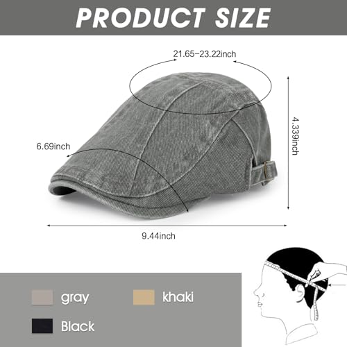 Image of 3Pcs Men's Newsboy Caps Cotton Cooling Hat Adjustable Flat Cap for Men