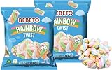 Rainbow Twists Halal Marshmallow Candy | Colorful Fluffy Marshmallows for Camping S'mores Party Favor Baking Cake Toppers (2 Bags)