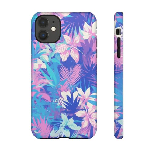 Coque iPhone 11 rigide brillante anti-choc motif tropical