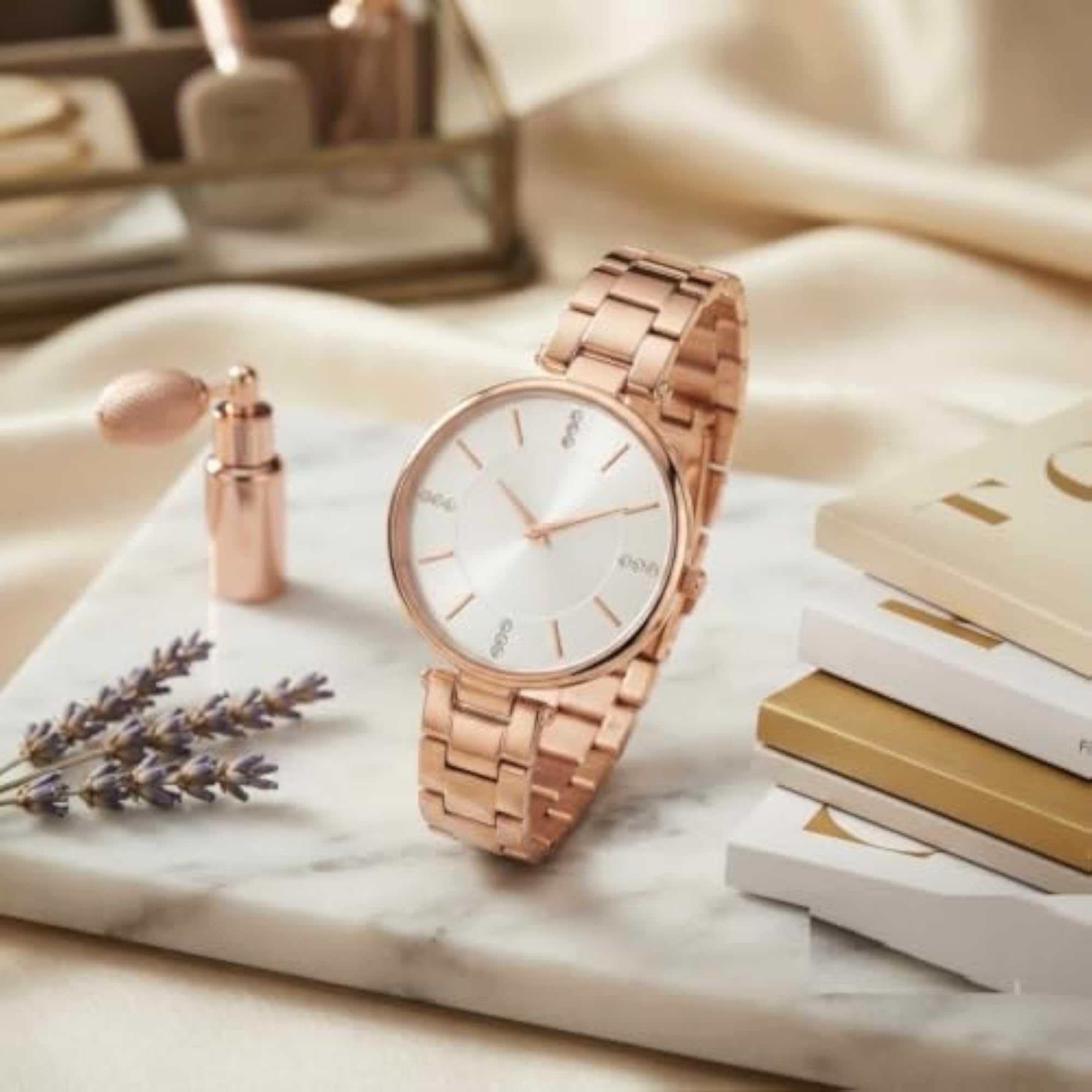 Women's Rose Gold Analog Watch with Pink Dial