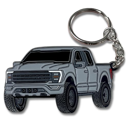 FOUR WHEEL BEAST F150 Metal Keychain compatible with Ford F150 Accessories 2023 F-150 Key Chain Fob 2022 Toy Truck (Silver)