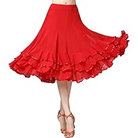G-LIKE Latin Tanz Damen Rock – Latein Tänze Walzer Tango Jazz Salsa Rumba Modern Dance Performance Party Kostüm Dehnbar Midirock Tanzkleid für Frauen Mädchen