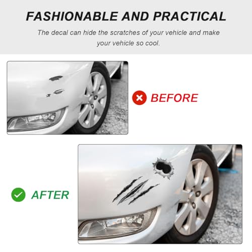 Image of 3D Bullet Hole Car Stickers, Ultra-Realistic Fake Bullet Hole Auto Body Scratch Decal, Waterproof PVC Fake Hole Sticker Automotive Tattoo Decoration for Bumper Window Helmet (Style B)